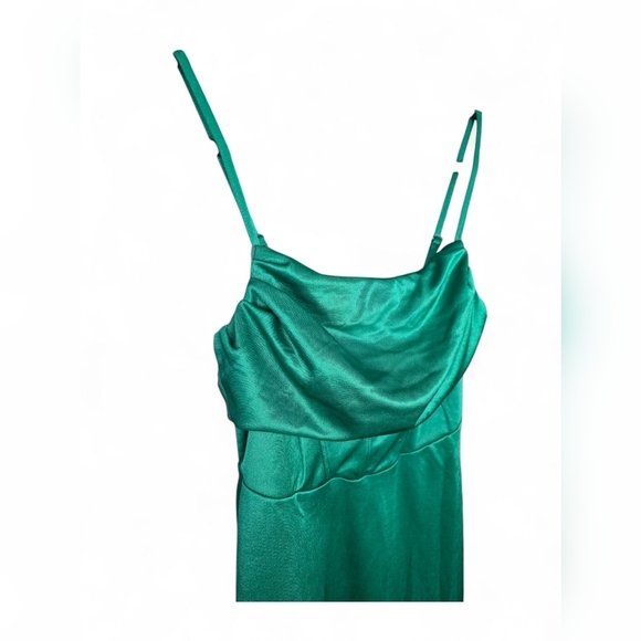 Asos Emerald Green Spaghetti Strap Satiny Corset Evening Dress, Women Size 6 - Picture 2 of 9